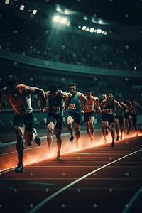 小兔赛跑插画图片_体育运动奥运会田径赛跑偏写实插画