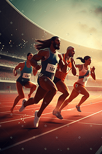短跑插画图片_体育运动奥运会田径赛场运动员竞技插画