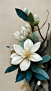 茉莉花插画图片_水彩风白色茉莉花