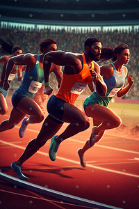 跑步运动员插画图片_体育运动奥运会田径赛场运动员竞技插画