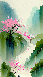 谷雨插画图片_谷雨插画春季唯美桃花