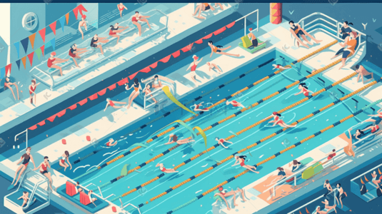 奥运举重扁平插画游泳