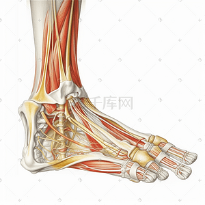 退行性关节炎插画图片_描绘脚关节的透视视图