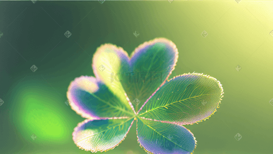 叶草插画图片_美丽水彩绿色四叶草柔和的色彩