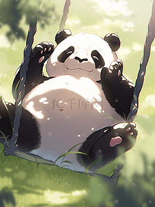 熊猫团团圆圆插画图片_手绘风格中国可爱熊猫数字艺术