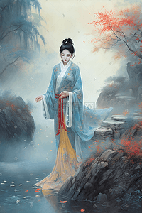 角色cg插画图片_中国风古风人物角色美女数字艺术