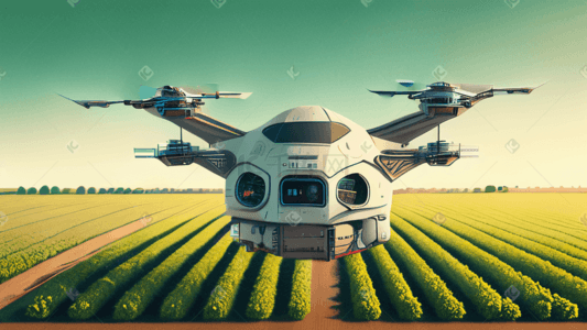 无人机航拍插画农业