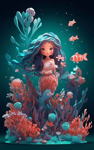 美丽的海底精灵数字艺术
