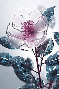 皮革材质忒图插画图片_透明材质花卉植物数字艺术