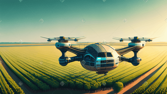 无人机航拍插画农业