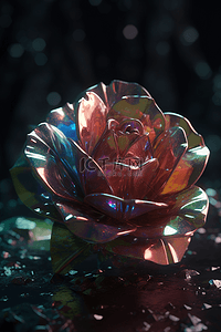 琉璃玻璃质感植物玫瑰花插画