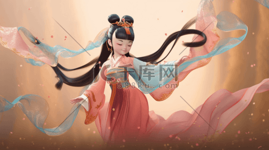 中国风国潮立体美女飞天敦煌风