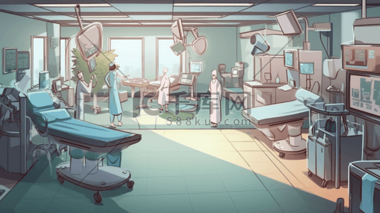 手术室卡通插画图片_彩色医疗卡通插画