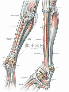 膝盖关节插画图片_人体关节骨骼韧带展示