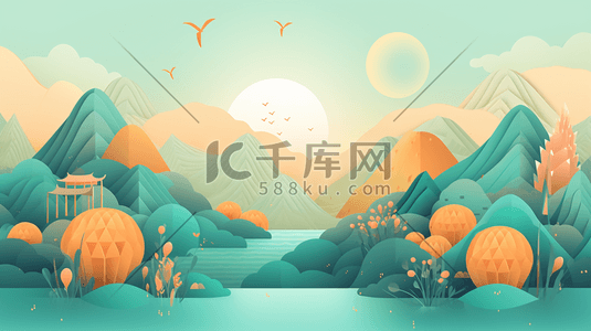 水墨绚丽插画图片_国潮风水墨创意背景