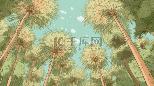彩色夏季椰子树自然风景