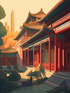 卡通旅游元素插画图片_卡通手绘全国旅游景点扁平插画背景素材