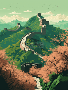 卡通手绘全国旅游景点扁平插画背景素材