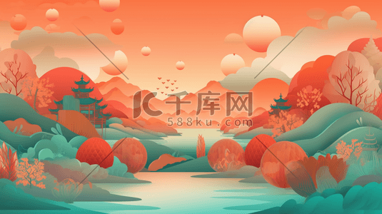 绚丽创意插画图片_国潮风水墨创意背景