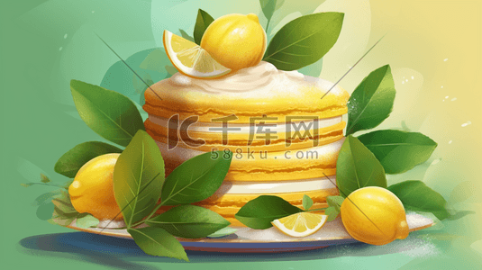 蛋糕黄色插画图片_黄色点心奶油牛奶蛋糕柠檬