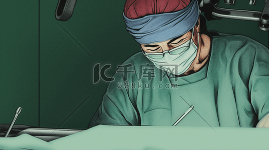 dsa手术室插画图片_临床医疗手术卡通插画