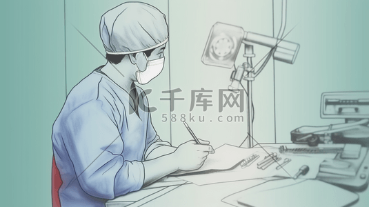 临床医疗手术卡通插画