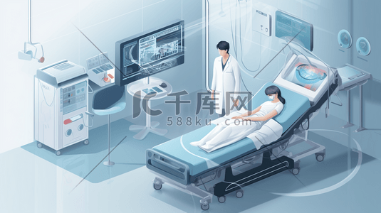 护士急救插画图片_医疗手术3D医生急救治疗插画