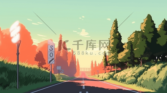 彩色夏季路牌自然风景