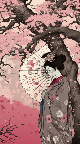 卡通动漫漫画国潮中国美女油纸伞