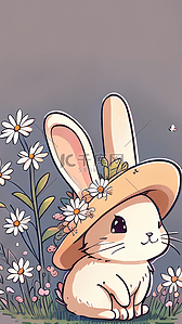 可爱手绘小兔子插画图片_卡通动漫小动物宠物