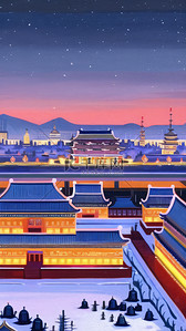 卡通北京插画图片_北京城市建筑风景插画扁平风卡通