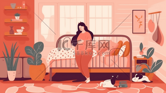 卡通手绘母婴主题孕妇插画