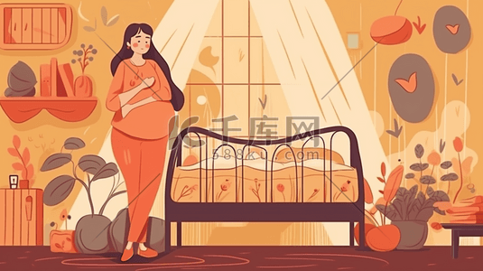 卡通手绘母婴主题孕妇插画