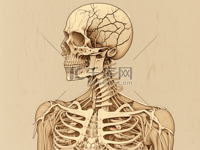 羊肉解剖图插画图片_人体骨骼解剖插图