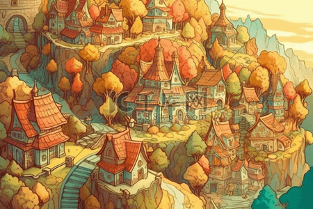 卡通欧式城堡数字艺术图