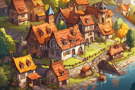 卡通欧式城堡数字艺术图