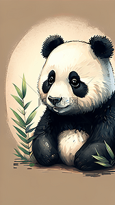 手绘风格中国可爱熊猫