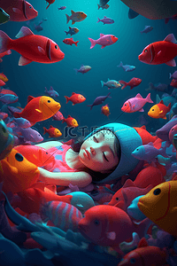 3D卡通梦幻场景梦中的海底世界
