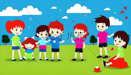 主题活动插画图片_儿童节日主题儿童活动图