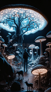 发光神奇蘑菇森林