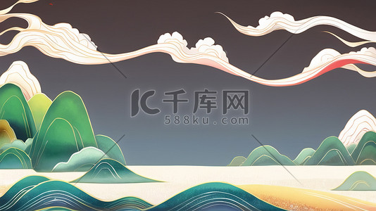 国潮中国风山水插画