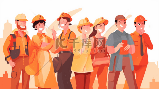 创意劳动人民五一劳动节插画