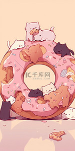 甜甜的糖插画图片_手绘卡通颜色甜甜圈图
