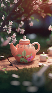 可爱茶壶精致的3D软陶风
