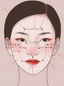 发音部位插画图片_人体注释头部位简洁标注中医美容插画