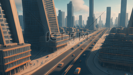 立交高架gif插画图片_未来城市街道建筑群