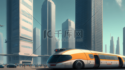 未来汽车插画图片_未来城市交通工具
