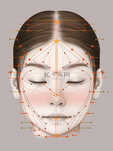 插图人体插画图片_人体注释头部位简洁标注中医美容插画