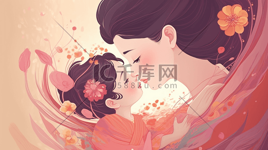 母亲节鲜花手绘插画