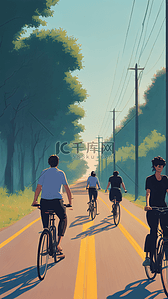 路上骑自行车骑行风景